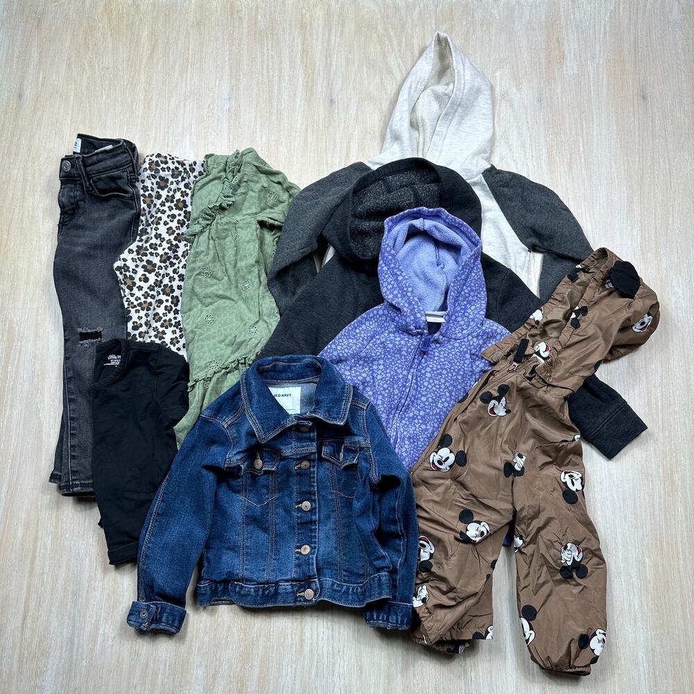 9 Piece Bundle Lot Lucky Brand Old Navy Disney Cat & Jack Winter Clothing 3T